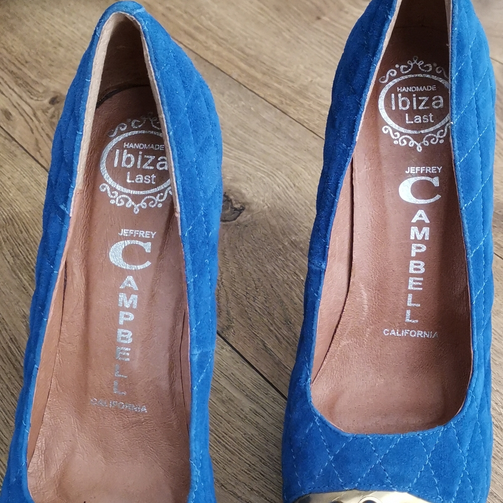 Jeffrey Campbell Battle Spike Quilted Blue Pumps 8.5 - Picture 2 of 5